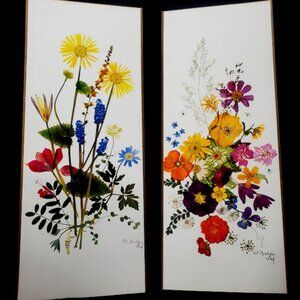 Vintage Art by Donald Art Co 1970 lithograph flowers 2 pieces